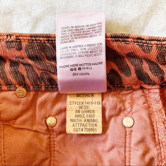 MOTHER High Waisted Looker Jean Ankle Fray Animal Attraction Leopard 27 NEW NWT - Picture 12 of 15